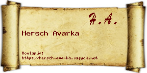 Hersch Avarka névjegykártya